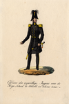 32491 Afbeelding van het uniform (klein tenu) van een officier van het Korps Jagers van de Utrechtse hogeschool.